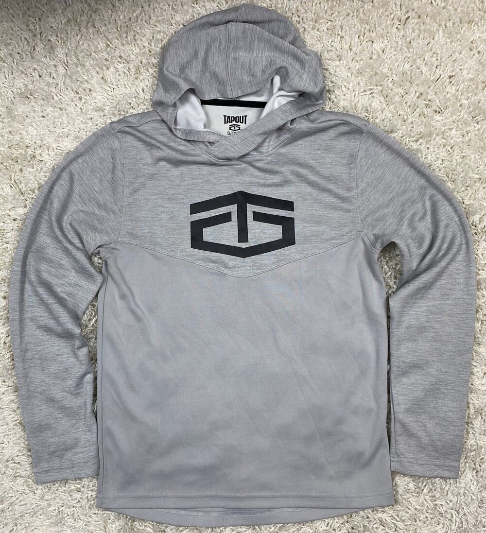 Tapout Hoodie Size S Gray Pullover Hooded Sweatshirt Long Sleeve Polyester MMA